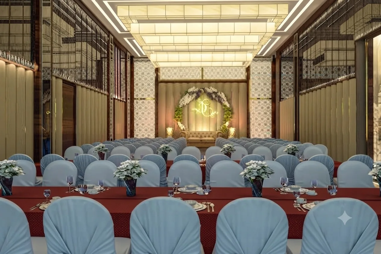 The Golden Leaf meeting hall set up for an event